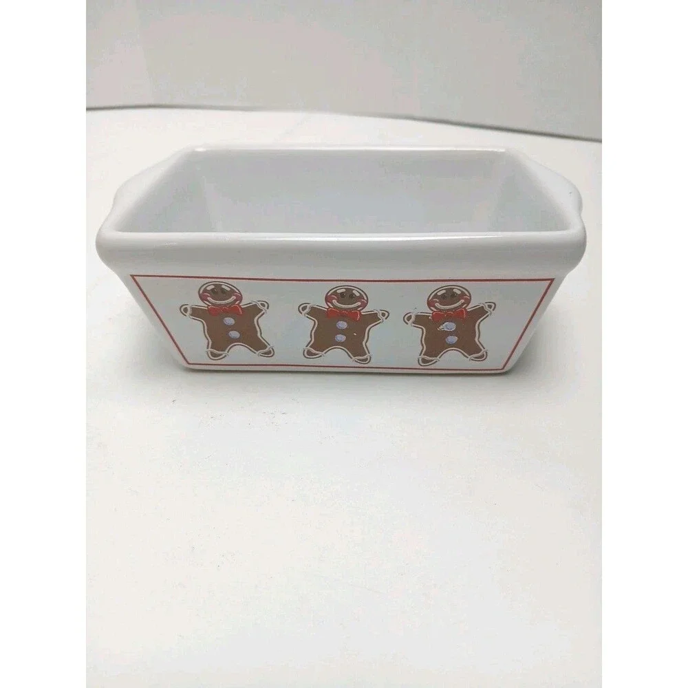Michael’s Stoneware Christmas White Ceramic Happy Holidays Mini Loaf Pan Ginger